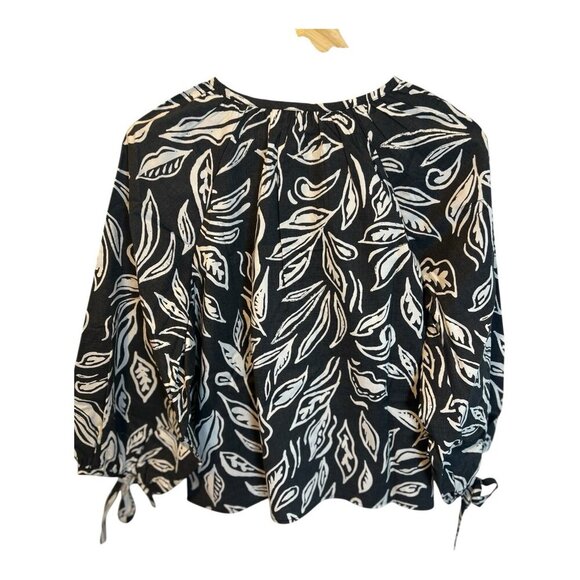 G by Giuliana Printed Stretch Poplin Blouson Sleeve Top Size Large Black NWOT - Picture 3 of 7
